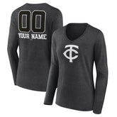Minnesota Twins Women's Personalized Monochrome Name & Number Long Sleeve V-Neck T-Shirt discount