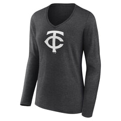 Minnesota Twins Women's Personalized Monochrome Name & Number Long Sleeve V-Neck T-Shirt discount
