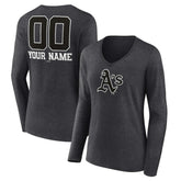 Athletics Women's Personalized Monochrome Name & Number Long Sleeve V-Neck T-Shirt Lifestyle