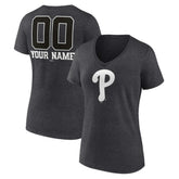 Philadelphia Phillies Women's Personalized Monochrome Name & Number V-Neck T-Shirt Clearance