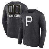 Pittsburgh Pirates Personalized Monochrome Name & Number Long Sleeve T-Shirt Lifestyle