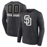 San Diego Padres Personalized Monochrome Name & Number Long Sleeve T-Shirt Clearance