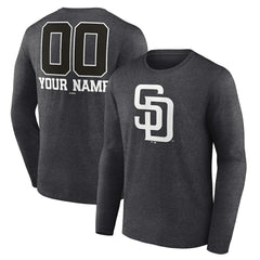 San Diego Padres Personalized Monochrome Name & Number Long Sleeve T-Shirt Clearance