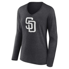 San Diego Padres Women's Personalized Monochrome Name & Number Long Sleeve V-Neck T-Shirt Lifestyle