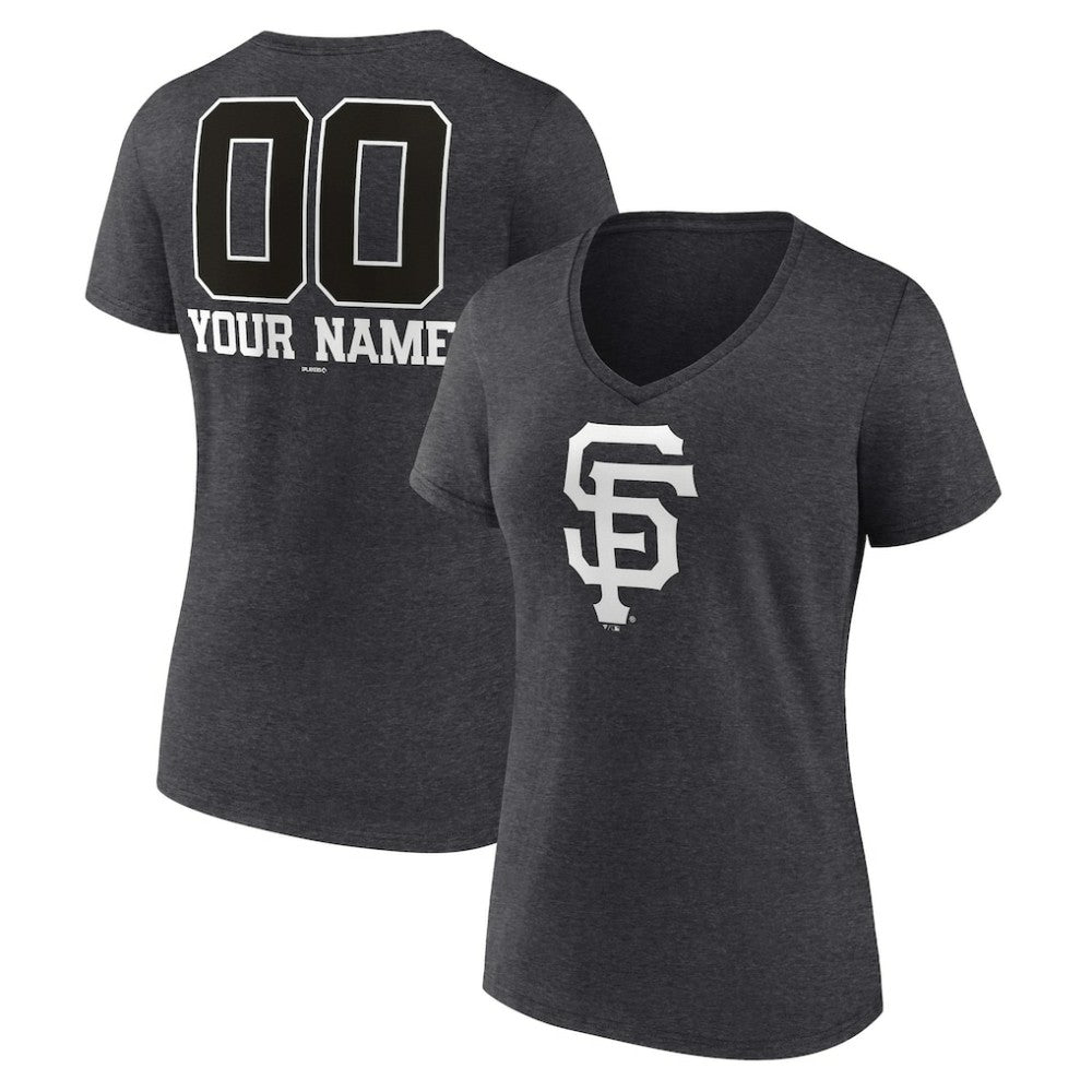 San Francisco Giants Women's Personalized Monochrome Name & Number V-Neck T-Shirt On Sale