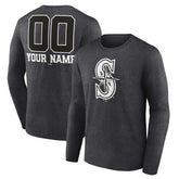 Seattle Mariners Personalized Monochrome Name & Number Long Sleeve T-Shirt Sale