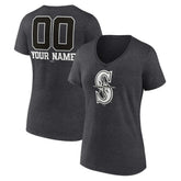 Seattle Mariners Women's Personalized Monochrome Name & Number V-Neck T-Shirt for sale