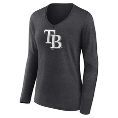 Tampa Bay Rays Women's Personalized Monochrome Name & Number Long Sleeve V-Neck T-Shirt On Sale