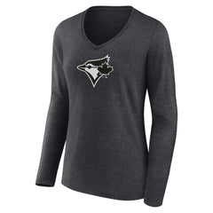 Toronto Blue Jays Women's Personalized Monochrome Name & Number Long Sleeve V-Neck T-Shirt for sale