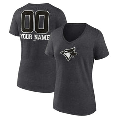Toronto Blue Jays Women's Personalized Monochrome Name & Number V-Neck T-Shirt On Sale