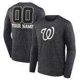 Washington Nationals Personalized Monochrome Name & Number Long Sleeve T-Shirt for sale