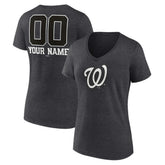Washington Nationals Women's Personalized Monochrome Name & Number V-Neck T-Shirt Lifestyle