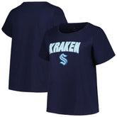 Seattle Kraken Profile Women's Plus Size Arch Over Logo T-Shirt Deep Sea Blue