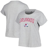 Colorado Avalanche - Profile Women's Plus Size Arch Over Logo T-Shirt Heather Gray