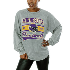 Minnesota Vikings Gameday Couture Women's Snow Wash Oversized Long Sleeve T-Shirt – Gray - NFL