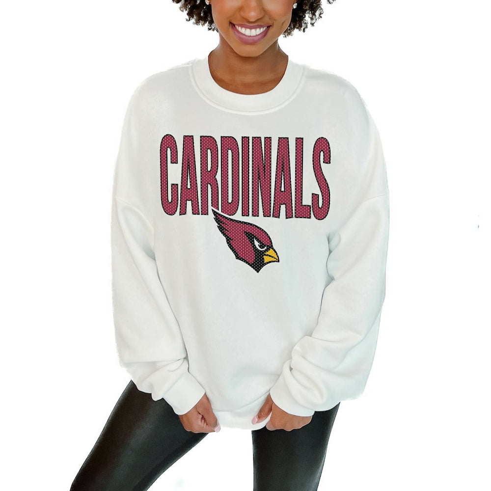 Arizona Cardinals Gameday Couture Women's Just Go With It Oversized Long Sleeve Crewneck Sweatshirt – White - NFL