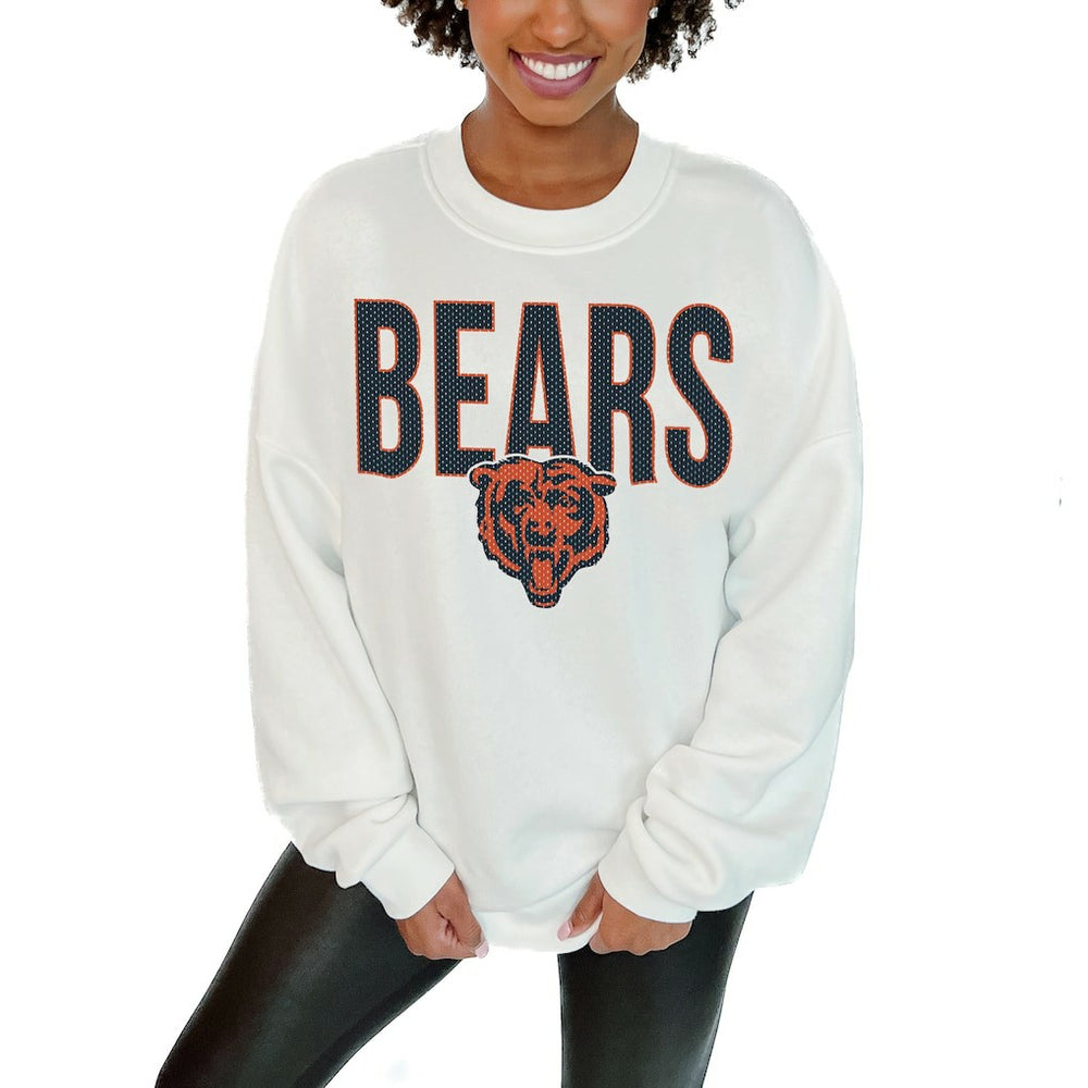 Chicago Bears Gameday Couture Women's Just Go With It Oversized Long Sleeve Crewneck Sweatshirt – White - NFL