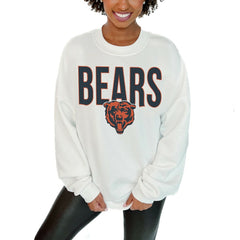 Chicago Bears Gameday Couture Women's Just Go With It Oversized Long Sleeve Crewneck Sweatshirt – White - NFL
