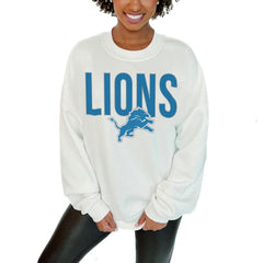 Detroit Lions Gameday Couture Women's Just Go With It Oversized Long Sleeve Crewneck Sweatshirt – White - NFL