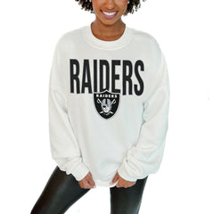 Las Vegas Raiders Gameday Couture Women's Just Go With It Oversized Long Sleeve Crewneck Sweatshirt – White - NFL