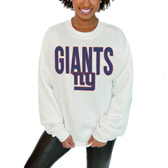 New York Giants Gameday Couture Women's Just Go With It Oversized Long Sleeve Crewneck Sweatshirt – White - NFL