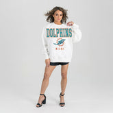Miami Dolphins Gameday Couture Women's Sunday Drives Oversized Crewneck Pullover Sweatshirt – White - NFL