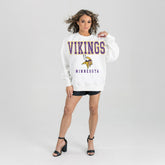 Minnesota Vikings Gameday Couture Women's Sunday Drives Oversized Crewneck Pullover Sweatshirt – White - NFL