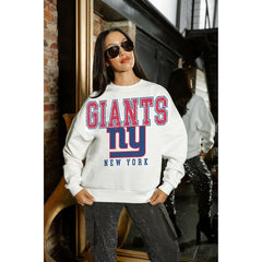New York Giants Gameday Couture Women's Sunday Drives Oversized Crewneck Pullover Sweatshirt – White - NFL