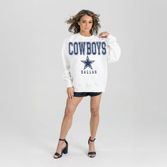 Dallas Cowboys Gameday Couture Women's Sunday Drives Oversized Crewneck Pullover Sweatshirt – White - NFL