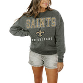 New Orleans Saints Gameday Couture Women's Oversized Bring The Energy Pullover Sweatshirt – Charcoal - NFL