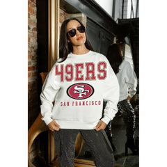 San Francisco 49ers Gameday Couture Women's Sunday Drives Oversized Crewneck Pullover Sweatshirt – White - NFL