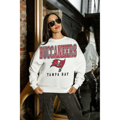 Tampa Bay Buccaneers Gameday Couture Women's Sunday Drives Oversized Crewneck Pullover Sweatshirt – White - NFL