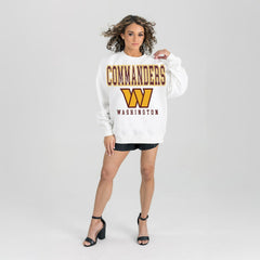 Washington Commanders Gameday Couture Women's Sunday Drives Oversized Crewneck Pullover Sweatshirt – White - NFL