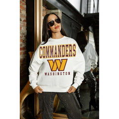 Washington Commanders Gameday Couture Women's Sunday Drives Oversized Crewneck Pullover Sweatshirt – White - NFL