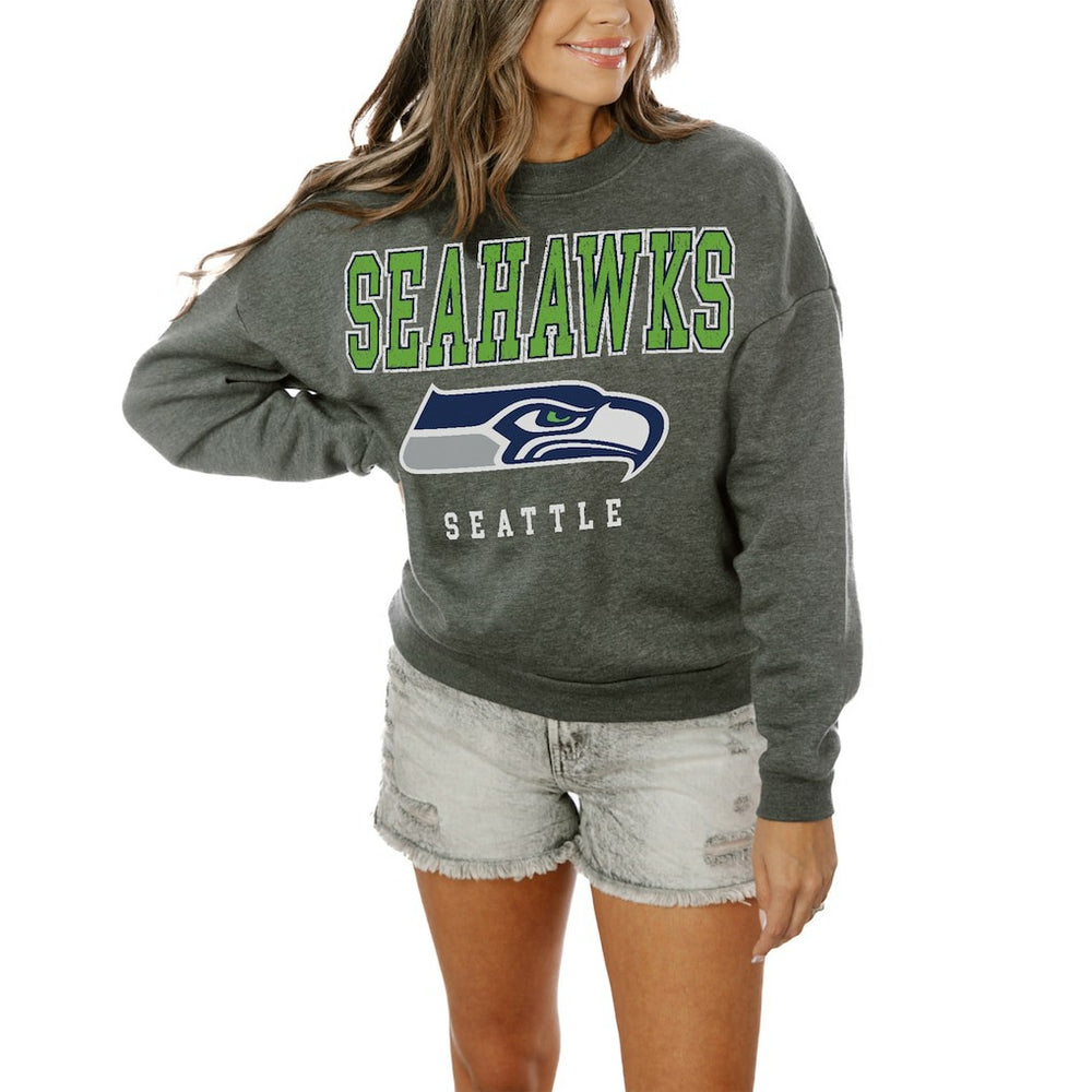 Seattle Seahawks Gameday Couture Women's Oversized Bring The Energy Pullover Sweatshirt – Charcoal - NFL