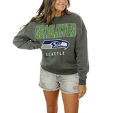 Seattle Seahawks Gameday Couture Women's Oversized Bring The Energy Pullover Sweatshirt – Charcoal - NFL