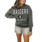 Las Vegas Raiders Gameday Couture Women's Oversized Bring The Energy Pullover Sweatshirt – Charcoal - NFL