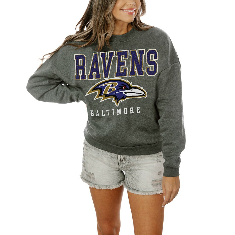 Baltimore Ravens Gameday Couture Women's Oversized Bring The Energy Pullover Sweatshirt – Charcoal - NFL