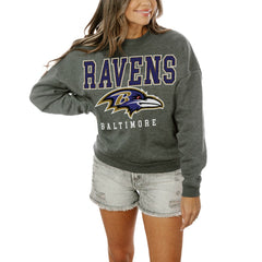 Baltimore Ravens Gameday Couture Women's Oversized Bring The Energy Pullover Sweatshirt – Charcoal - NFL