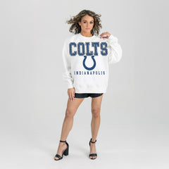 Indianapolis Colts Gameday Couture Women's Sunday Drives Oversized Crewneck Pullover Sweatshirt – White - NFL