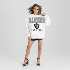 Las Vegas Raiders Gameday Couture Women's Sunday Drives Oversized Crewneck Pullover Sweatshirt – White - NFL