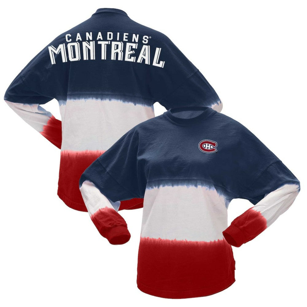 Montreal Canadiens - Fanatics Women's Ombre Long Sleeve T-Shirt Navy/Red