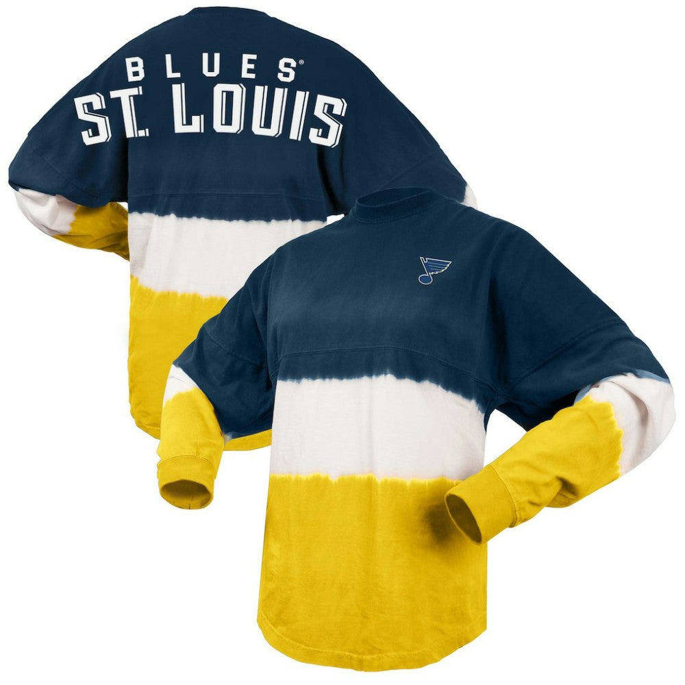 St. Louis Blues - Fanatics Women's Ombre Long Sleeve T-Shirt Navy/Gold