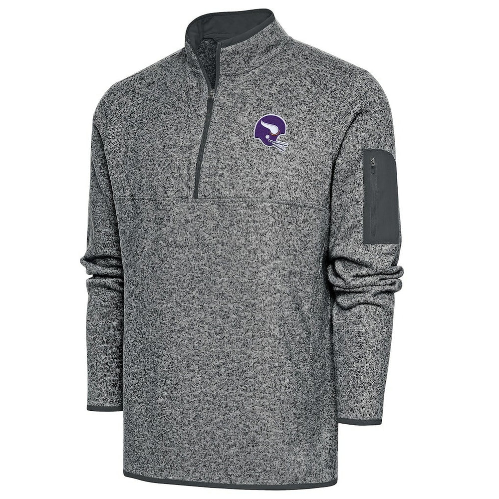 Minnesota Vikings Antigua Fortune Quarter-Zip Pullover Jacket Heather Charcoal - NFL