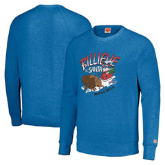 Buffalo Bills Homage Unisex Holiday Raglan Tri-Blend Pullover Sweatshirt Royal - NFL