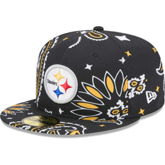 Pittsburgh Steelers New Era Paisley 59FIFTY Fitted Hat Black - NFL
