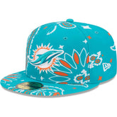 Miami Dolphins New Era Paisley 59FIFTY Fitted Hat Aqua - NFL
