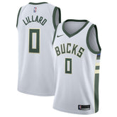 Nike - Damian Lillard Milwaukee Bucks Unisex Swingman Player Jersey - Association Edition - White