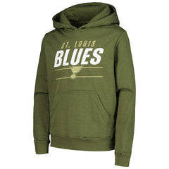 St. Louis Blues - Levelwear Youth Podium Fleece Pullover Hoodie Olive