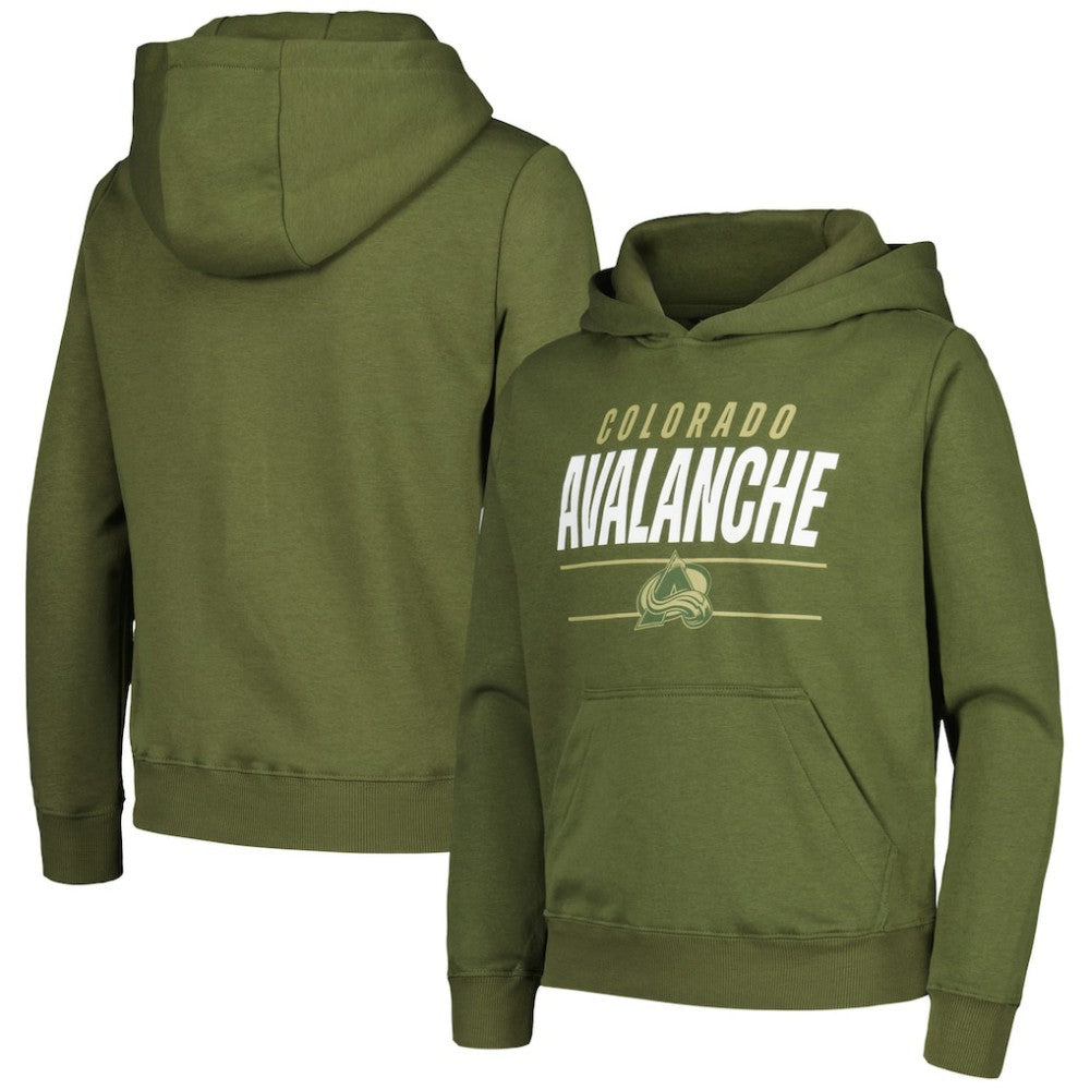 Colorado Avalanche - Levelwear Youth Podium Fleece Pullover Hoodie Olive